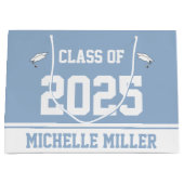Klasse 2023 en Naam op Baby Blue en White Groot Cadeauzakje (Voorkant)