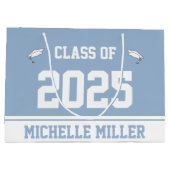Klasse 2023 en Naam op Baby Blue en White Groot Cadeauzakje (Achterkant)