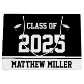 Klasse 2023 en Naam op zwarte en witte Sjabloon Groot Cadeauzakje (Voorkant)