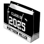 Klasse 2023 en Naam op zwarte en witte Sjabloon Groot Cadeauzakje (Voorkant Gekanteld)