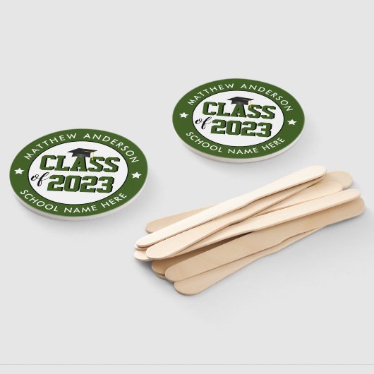 Klasse 2023 Forest Green Graduation Party Handwaaier (Niet-gemonteerd)