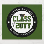 Klasse 2023 Forest Green Graduation Party Sparkling Wijnetiket (Enkel label)