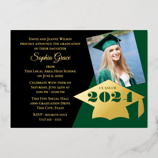 Klasse 2023 Graduation Cap Folie Invitation Folie Uitnodiging (Voorkant)