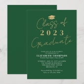 Klasse 2023 Green Gold Afstuderen Graduation Party Kaart (Voorkant / Achterkant)