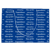 Klasse 2024 Blauw en Wit Gefeliciteerd Afstudeerde Groot Cadeauzakje (Achterkant)