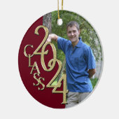 Klasse 2024 Bourgondië en Goud Afstuderen Foto Keramisch Ornament (Links)