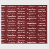 Klasse 2024 Donkerrood en wit Gefeliciteerd Afstud Cadeaupapier (Vlak)