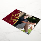 Klasse 2024 Foto Afstuderen Bourgogne en Goud Folie Uitnodiging (Gedraaid)