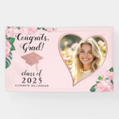 Klasse 2025 Afstudeerder Foto Blush Roze Bloemen A Spandoek (Horizontaal)