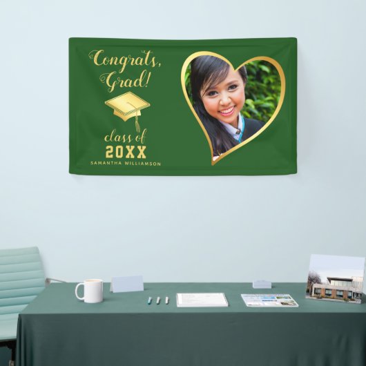 Klasse 2025 Afstudeerder Foto Groen en Goud Afstud Spandoek (Beurs)