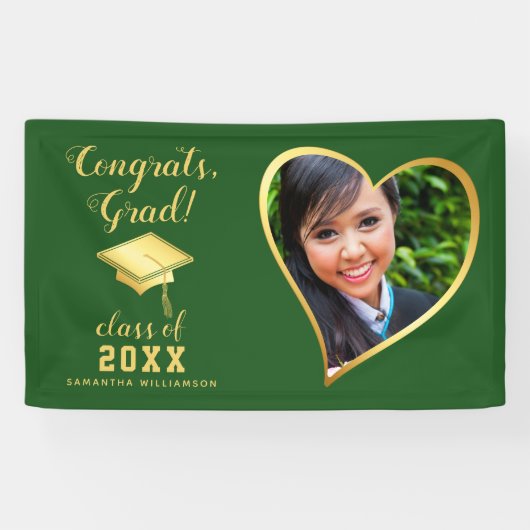 Klasse 2025 Afstudeerder Foto Groen en Goud Afstud Spandoek (Horizontaal)