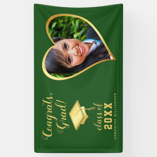 Klasse 2025 Afstudeerder Foto Groen en Goud Afstud Spandoek (Verticaal)