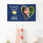 Klasse 2025 Afstudeerder Foto Navy Blauw Wit Afstu Spandoek (Insitu)