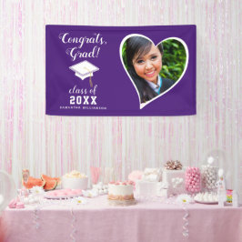 Klasse 2025 Afstudeerder Foto Paarse Witte Afstude Spandoek