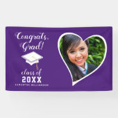 Klasse 2025 Afstudeerder Foto Paarse Witte Afstude Spandoek (Horizontaal)