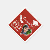 Klasse 2025 Afstudeerder Foto Rood en Wit Afstuder Servet (Hoek)