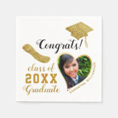 Klasse 2025 Afstudeerder Foto Wit en Goud Afstuder Servet (Voorkant)