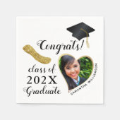 Klasse 2025 Afstudeerder Foto Wit Zwart Goud Afstu Servet (Voorkant)