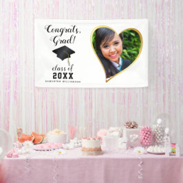 Klasse 2025 Afstudeerder Foto Wit Zwart Goud Afstu Spandoek