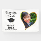 Klasse 2025 Afstudeerder Foto Wit Zwart Goud Afstu Spandoek (Horizontaal)