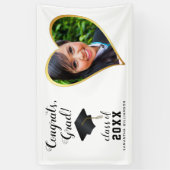 Klasse 2025 Afstudeerder Foto Wit Zwart Goud Afstu Spandoek (Verticaal)