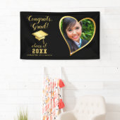 Klasse 2025 Afstudeerder Foto Zwart en Goud Afstud Spandoek (Insitu)