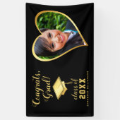 Klasse 2025 Afstudeerder Foto Zwart en Goud Afstud Spandoek (Verticaal)