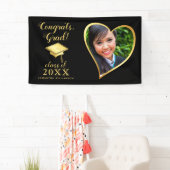 Klasse 2025 Afstudeerder Foto Zwart en Goud Afstud Spandoek (Insitu)