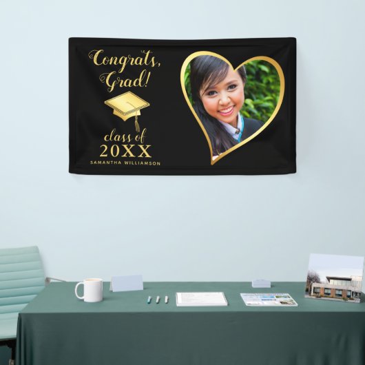 Klasse 2025 Afstudeerder Foto Zwart en Goud Afstud Spandoek (Beurs)