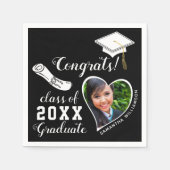 Klasse 2025 Afstudeerder Foto Zwart-wit Afstuderen Servet (Voorkant)