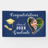 Klasse 2025 Afstuderen Foto Blauw Afstuderen Spandoek (Horizontaal)
