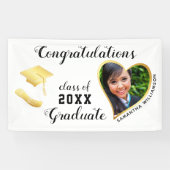 Klasse 2025 Afstuderen foto Wit Afstuderen Spandoek (Horizontaal)