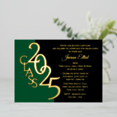 Klasse 2025 Afstuderen Gold Folie met Kleuroptie Folie Uitnodiging (Staand Voorkant)