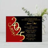 Klasse 2025 Afstuderen Gold Folie met Kleuroptie Folie Uitnodiging (Staand Voorkant)