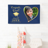 Klasse 2025 Foto Blauw en Goud Afstuderen Spandoek (Insitu)
