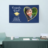 Klasse 2025 Foto Blauw Goud Wit Afstuderen Spandoek (Beurs)