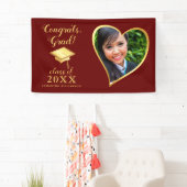 Klasse 2025 Foto Maroon Rood en Goud Afstuderen Spandoek (Insitu)