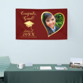 Klasse 2025 Foto Maroon Rood en Goud Afstuderen Spandoek (Beurs)