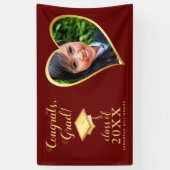 Klasse 2025 Foto Maroon Rood en Goud Afstuderen Spandoek (Verticaal)