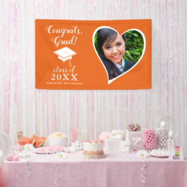 Klasse 2025 Foto Sinaasappel en wit Afstuderen Spandoek