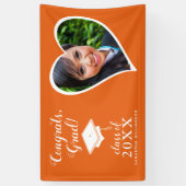 Klasse 2025 Foto Sinaasappel en wit Afstuderen Spandoek (Verticaal)