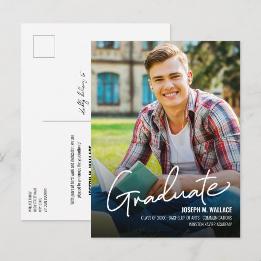 Klasse 2025 University Afstuderen Foto gepersonali Aankondigingskaart (Voorkant / Achterkant)