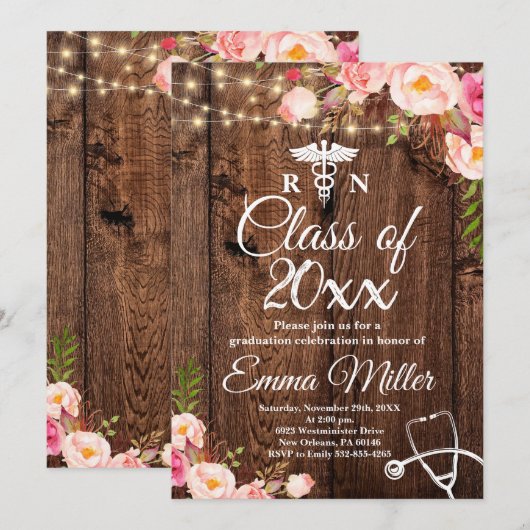 Klasse 20XX — Afstuderen voor verpleegkundigen Kaart (Voorkant / Achterkant)