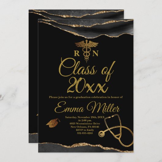 Klasse 20XX — Afstuderen voor verpleegkundigen Kaart (Voorkant / Achterkant)