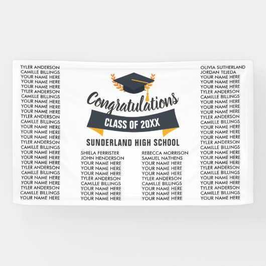 Klasse 20XX van het afstuderen Lijst van Alle Naam Spandoek (Horizontaal)