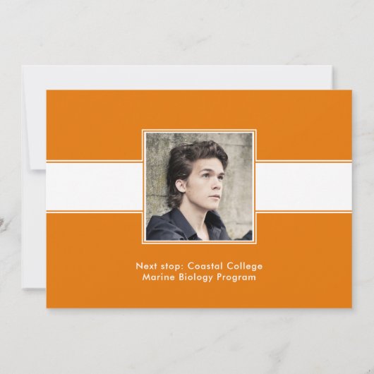 Klasse 2 jaar Oranje en wit 2-foto-Afstuderen Aankondiging (Achterkant)