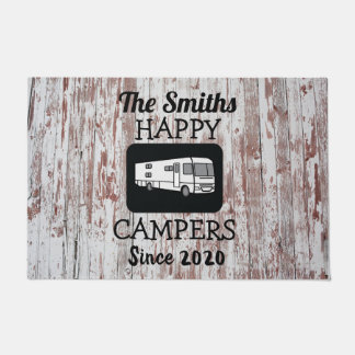 Klasse A RV Camper Doormat met achtergrond van hou Deurmat