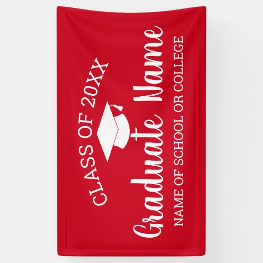 Klasse Afstudeerder Afstuderen Afstuderen rood wit Spandoek (Verticaal)