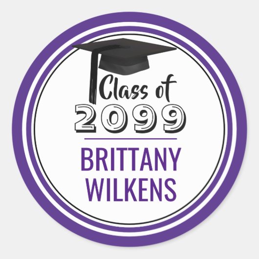 Klasse | Afstudeerder Pet & Jaar | Bewerkbaar Paar Ronde Sticker (Voorkant)