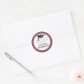 Klasse | Afstudeerder Pet & Jaar | Bourgogne/Maroo Ronde Sticker (Envelop)